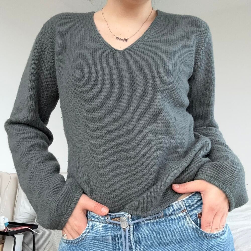 Armani Women's Grey and Black Jumper